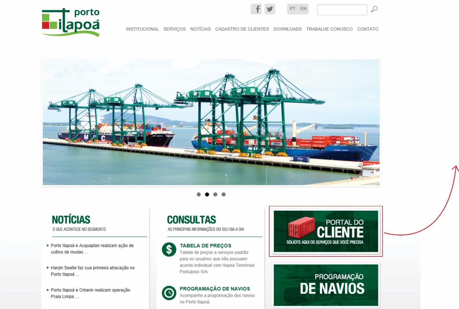 Acesso Para acessar a página de relatórios, gentileza acessar nosso site (www.portoitapoa.com.