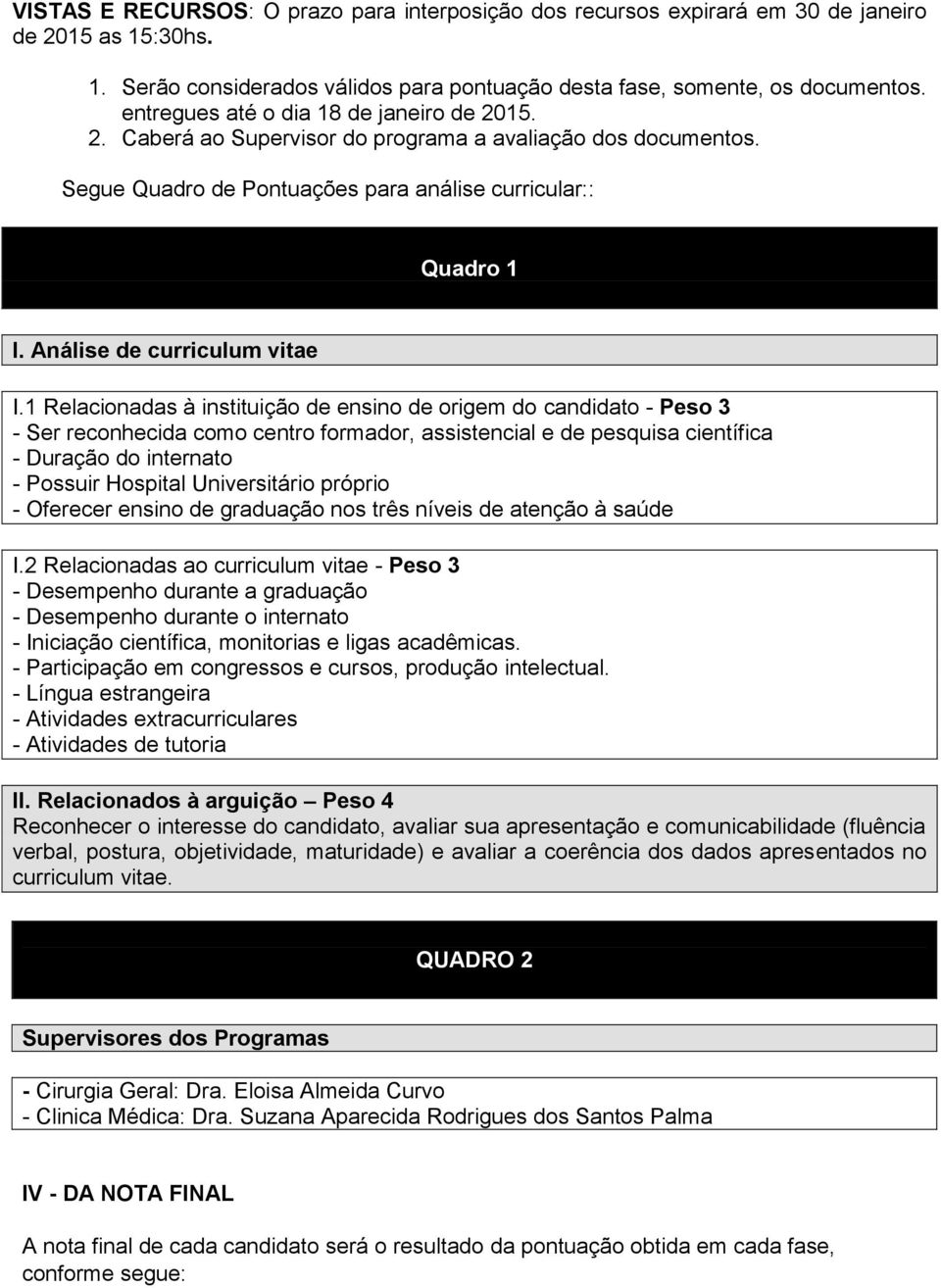 Análise de curriculum vitae I.