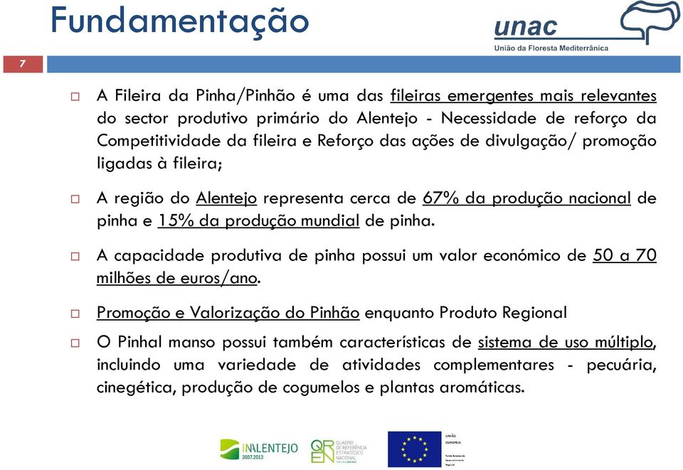 pinhae15%daproduçãomundialdepinha. Acapacidadeprodutivadepinhapossuiumvaloreconómicode50a70 milhões de euros/ano.