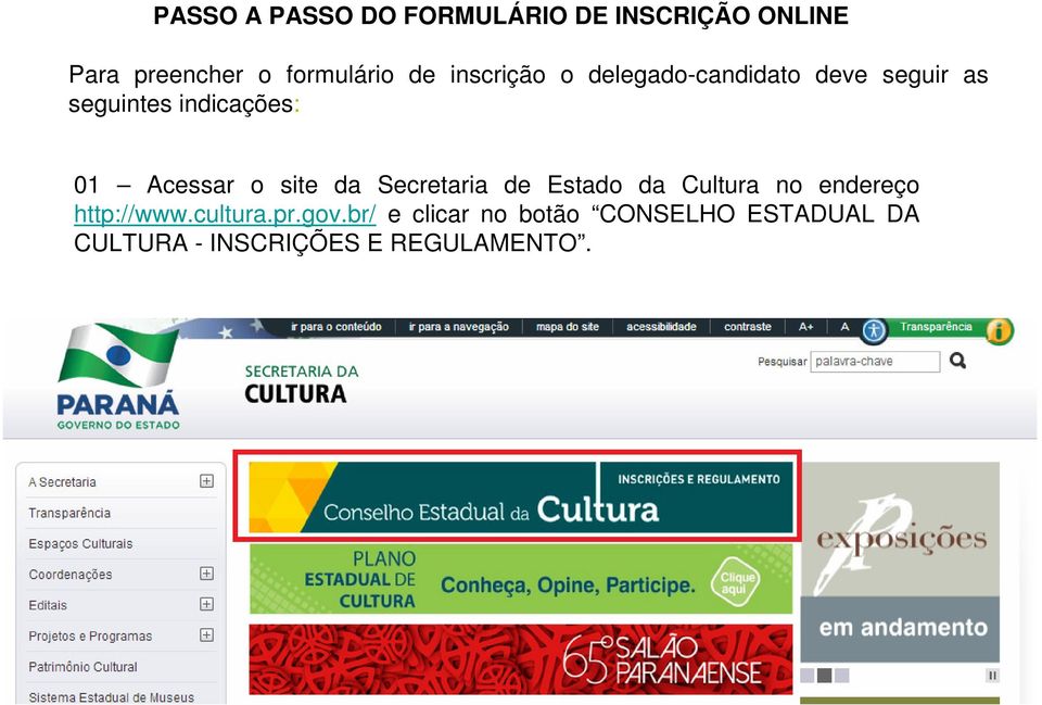 o site da Secretaria de Estado da Cultura no endereço http://www.cultura.pr.