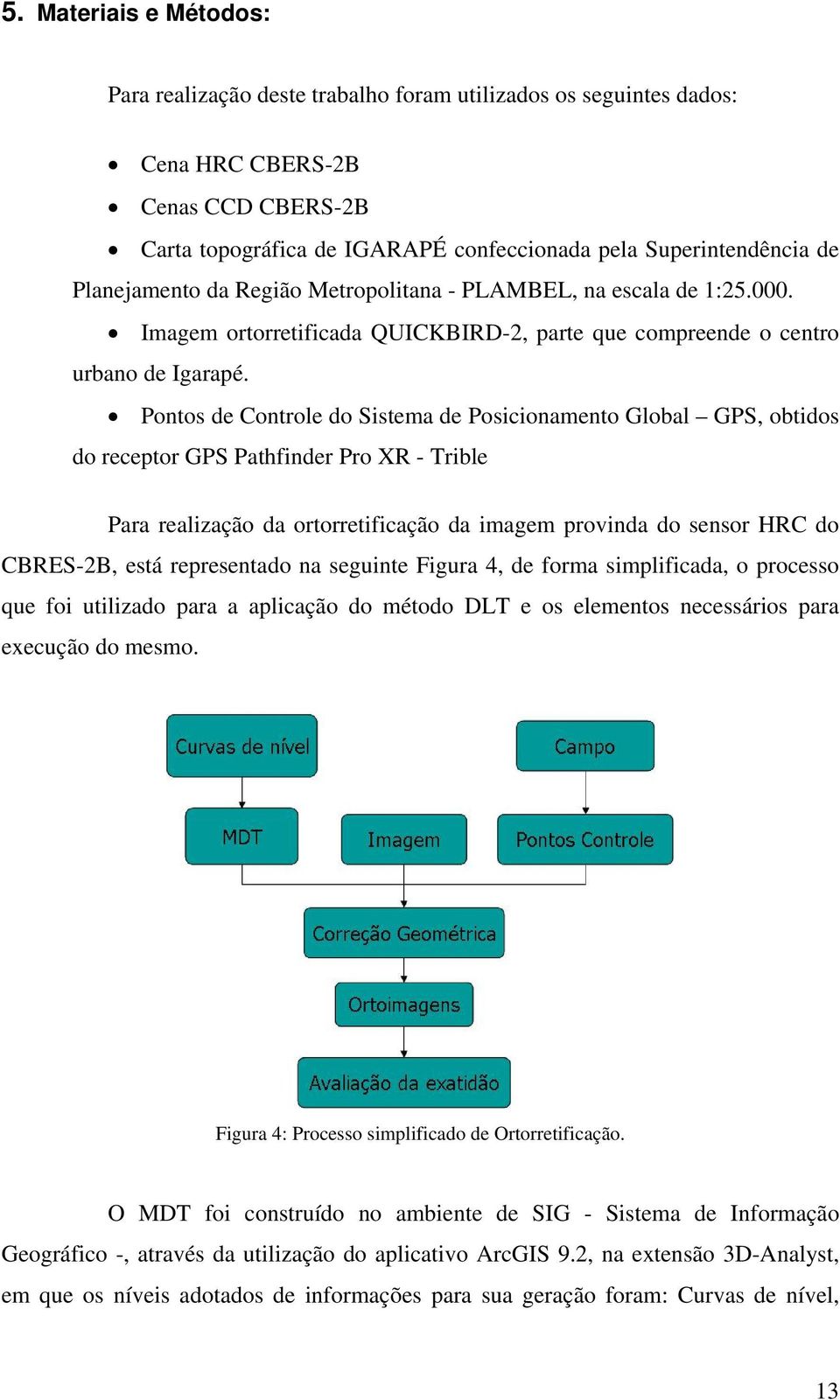 Pontos de Controle do Sistema de Posicionamento Global GPS, obtidos do receptor GPS Pathfinder Pro XR - Trible Para realização da ortorretificação da imagem provinda do sensor HRC do CBRES-2B, está