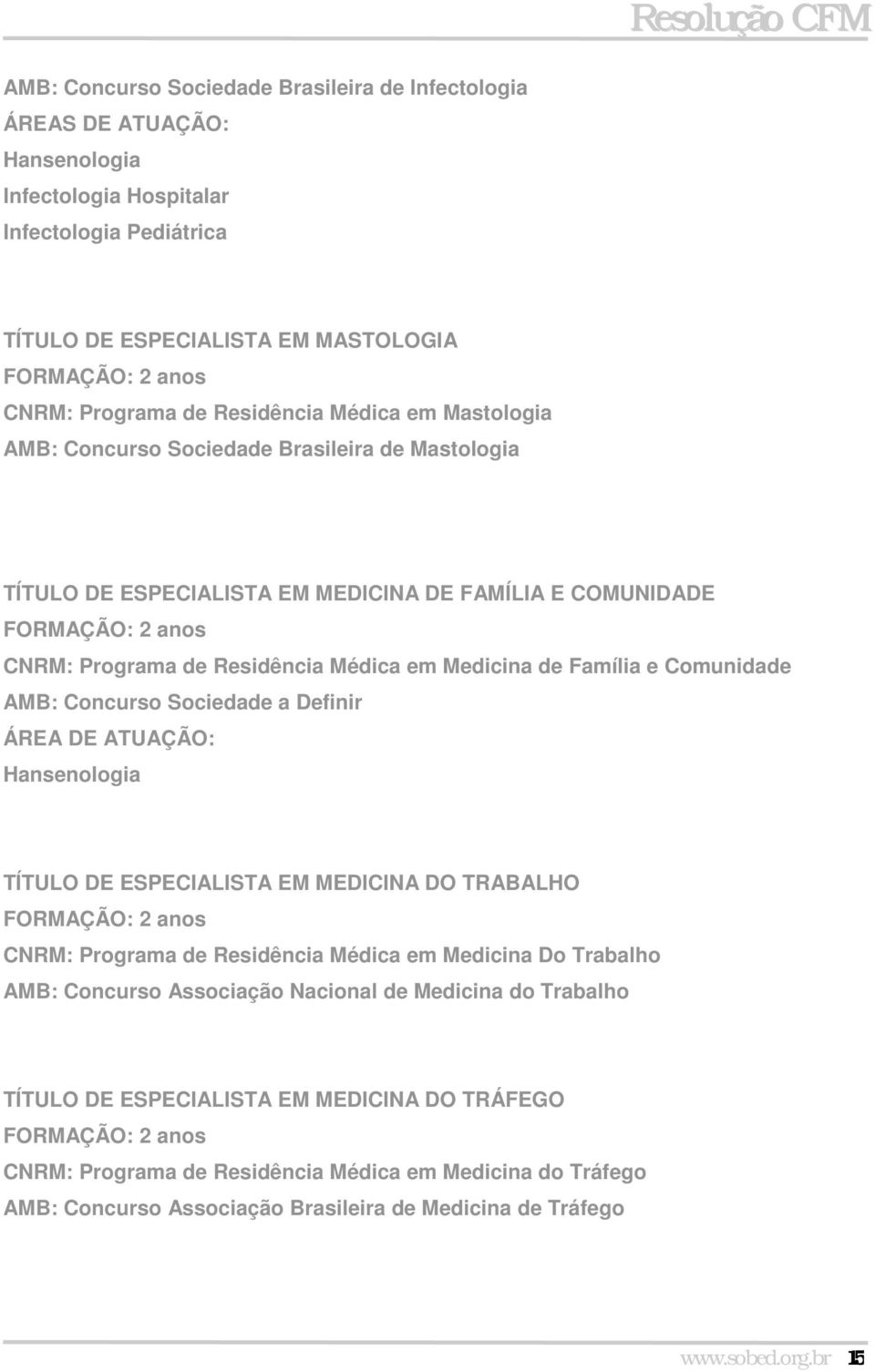 Concurso Sociedade a Definir ÁREA DE ATUAÇÃO: Hansenologia TÍTULO DE ESPECIALISTA EM MEDICINA DO TRABALHO Programa de Residência Médica em Medicina Do Trabalho AMB: Concurso Associação