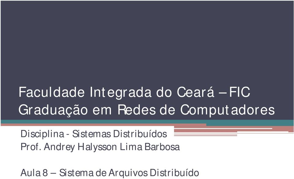 Sistemas Distribuídos Prof.