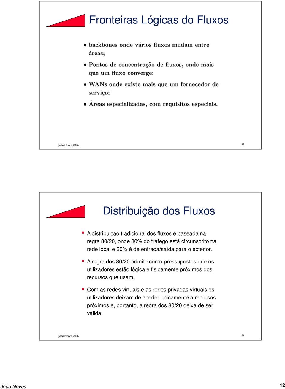 A regra dos 80/20 admite como pressupostos que os utilizadores estão lógica e fisicamente próximos dos recursos que usam.