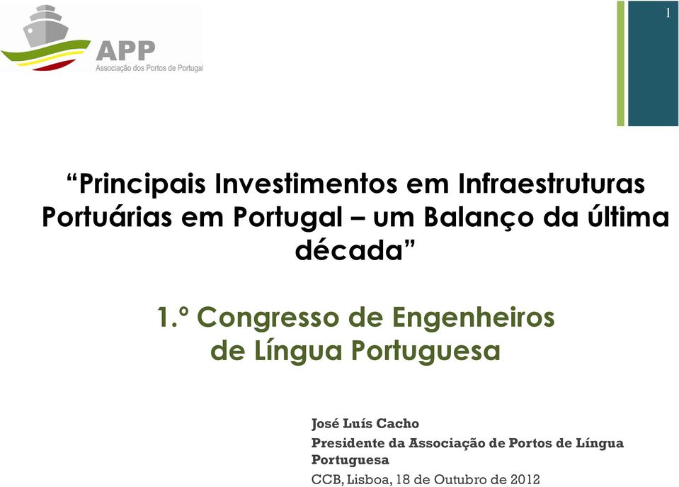 º Congresso de Engenheiros de Língua Portuguesa José Luís Cacho