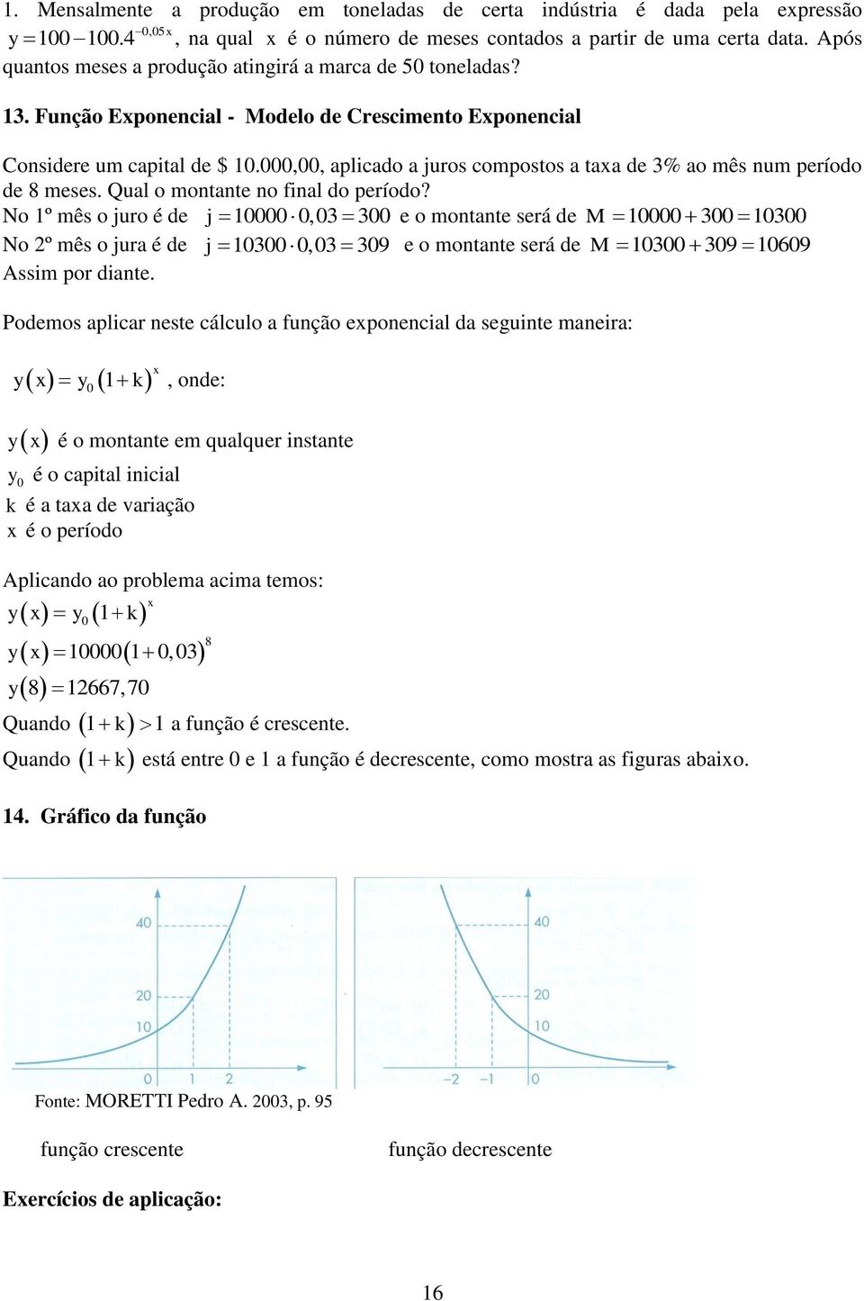 No º mês o juro é de j 0000 0,03 300 e o montnte será de M 0000 300 0300 No º mês o jur é de j 0300 0,03 309 e o montnte será de M 0300 309 0609 Assim por dinte.