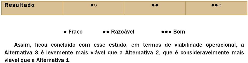 Alternativa 3 é levemente mais viável que a Alternativa