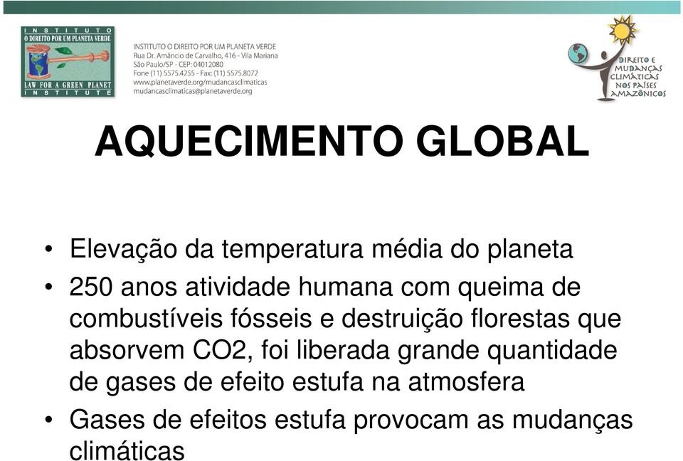 florestas que absorvem CO2, foi liberada grande quantidade de gases de