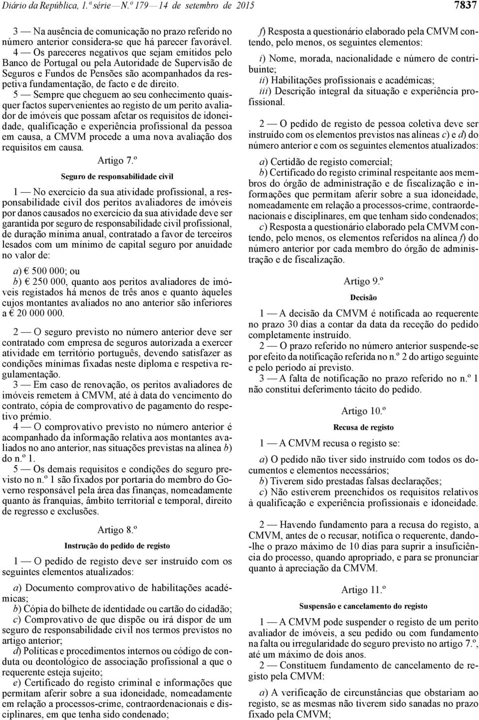 5 Sempre que cheguem ao seu conhecimento quaisquer factos supervenientes ao registo de um perito avaliador de imóveis que possam afetar os requisitos de idoneidade, qualificação e experiência