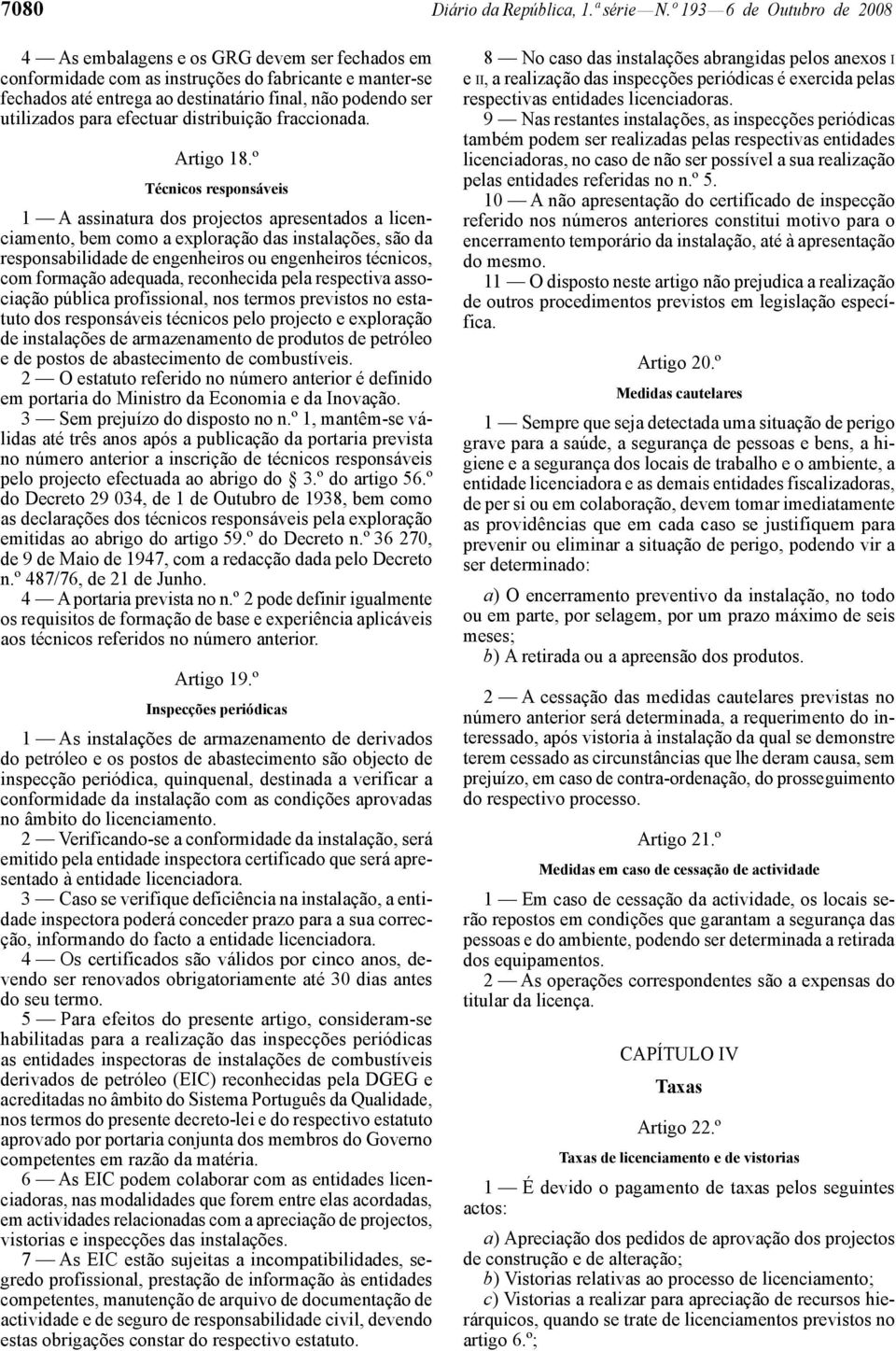 utilizados para efectuar distribuição fraccionada. Artigo 18.