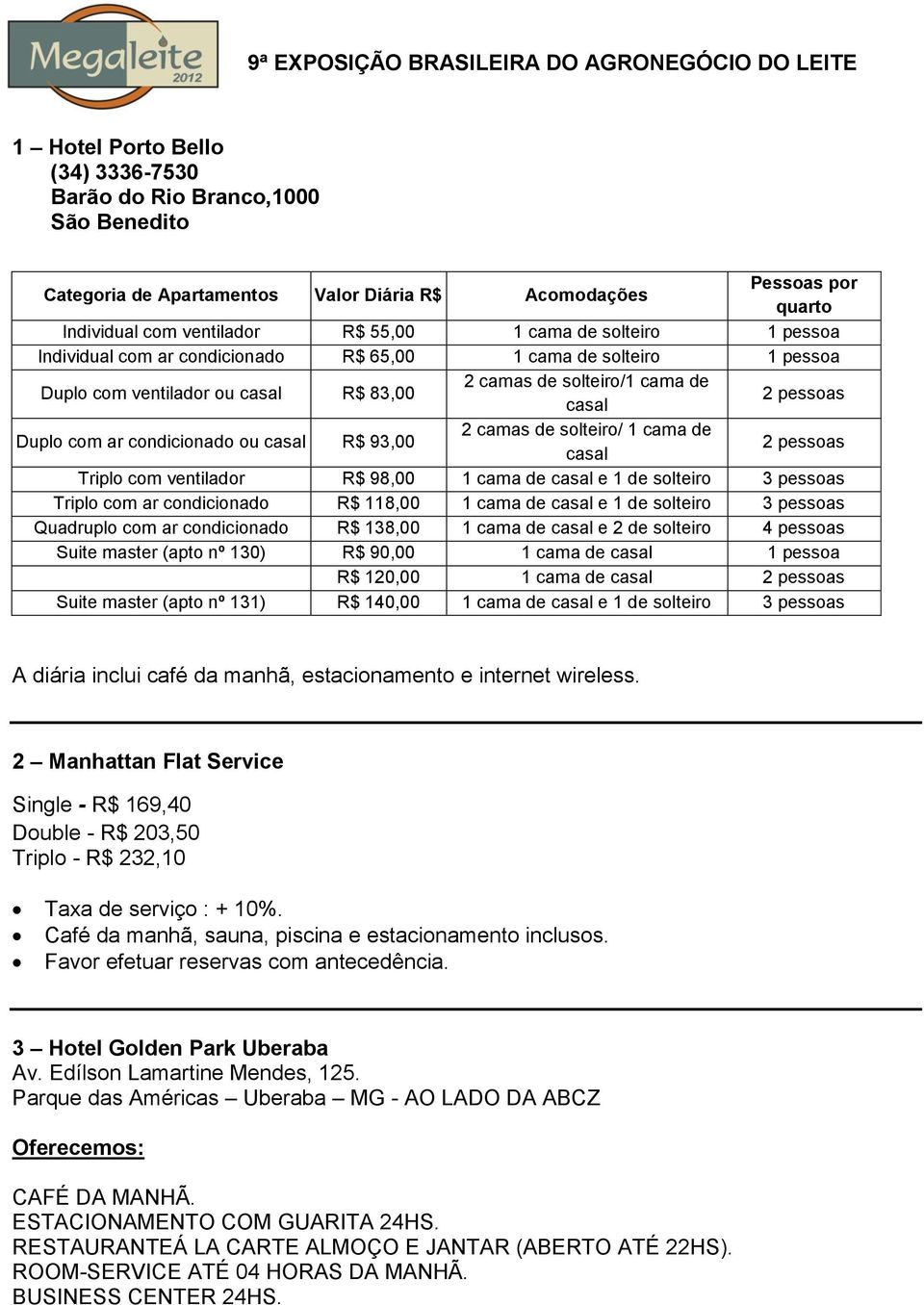 93,00 2 camas de solteiro/ 1 cama de casal 2 pessoas Triplo com ventilador R$ 98,00 1 cama de casal e 1 de solteiro 3 pessoas Triplo com ar condicionado R$ 118,00 1 cama de casal e 1 de solteiro 3