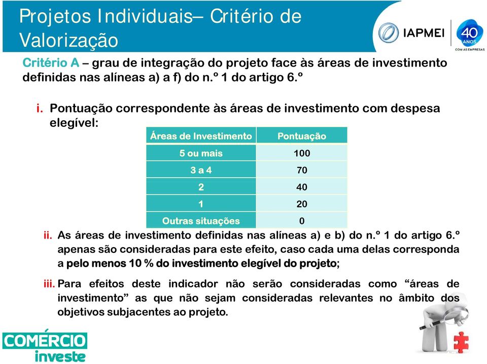 As áreas de investimento definidas nas alíneas a) e b) do n.º 1 do artigo 6.