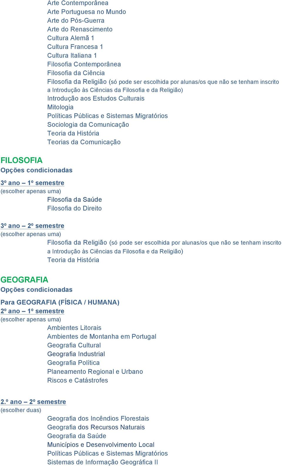 Mitologia Políticas Públicas e Sistemas Migratórios Sociologia da Comunicação Teoria da História Teorias da Comunicação 3º ano 1º semestre Filosofia da Saúde Filosofia do Direito 3º ano 2º semestre