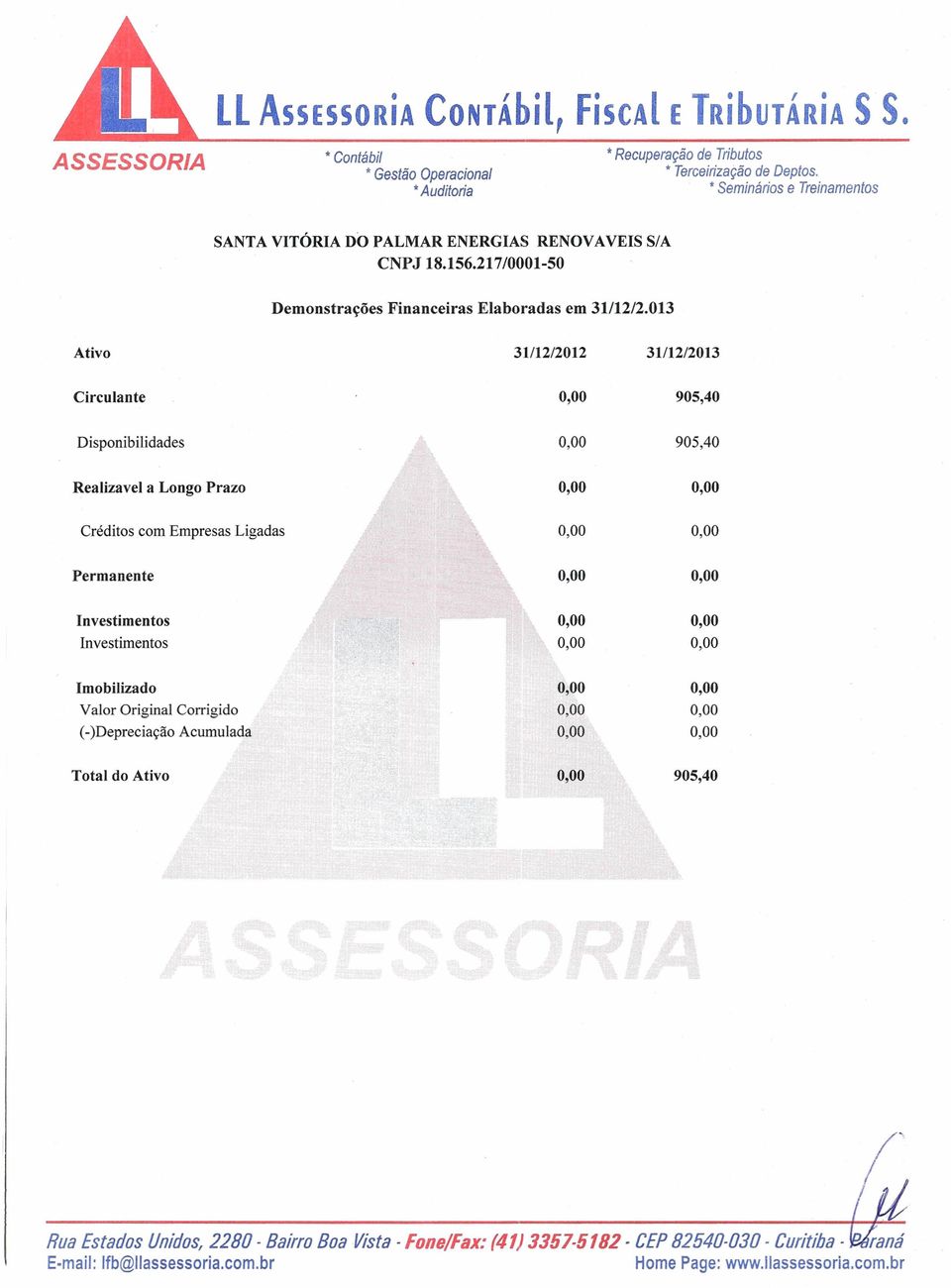 Prazo 0,00 0,00 Créditos com Empresas Ligadas 0,00 0,00 Permanente 0,00 0,00 nvestimentos 0,00 0,00 nvestimentos 0,00 0,00 mobilizado 0,00 0,00