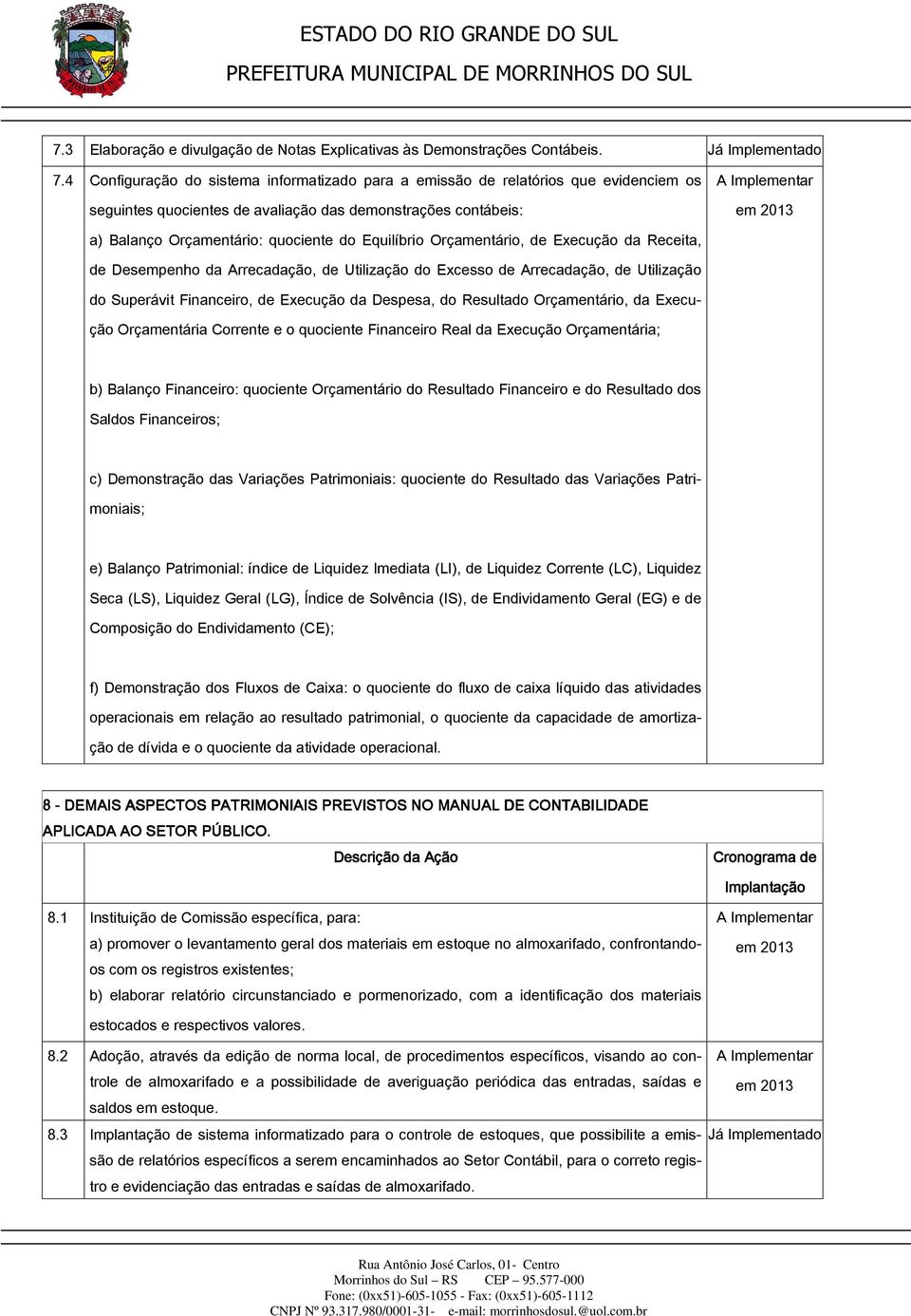 Orçamentário, de Execução da Receita, de Desempenho da Arrecadação, de Utilização do Excesso de Arrecadação, de Utilização do Superávit Financeiro, de Execução da Despesa, do Resultado Orçamentário,