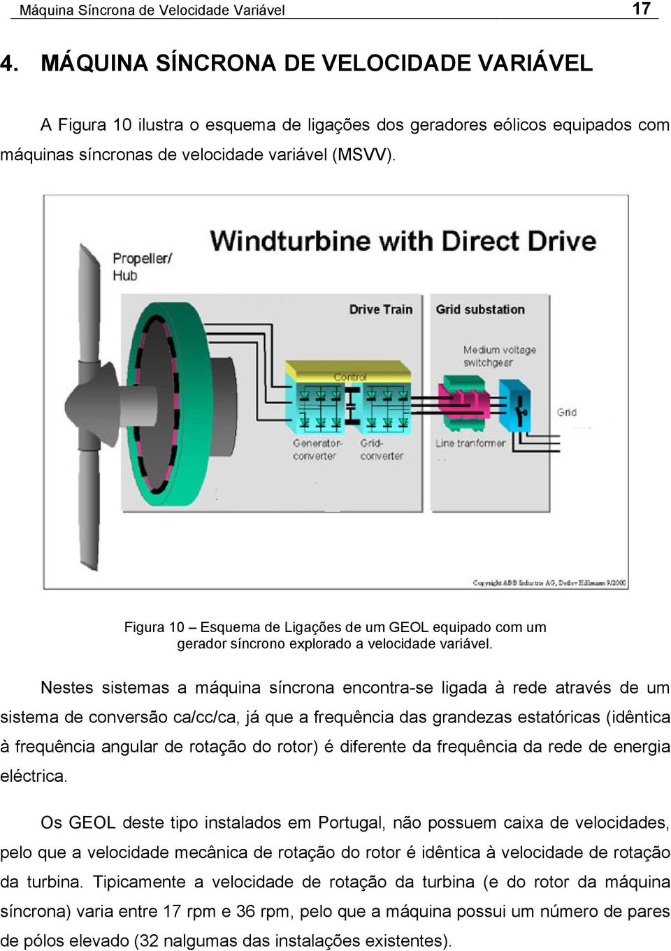 Figura 10 Esquema de Ligações de um GEOL equipado com um gerador síncrono explorado a velocidade variável.