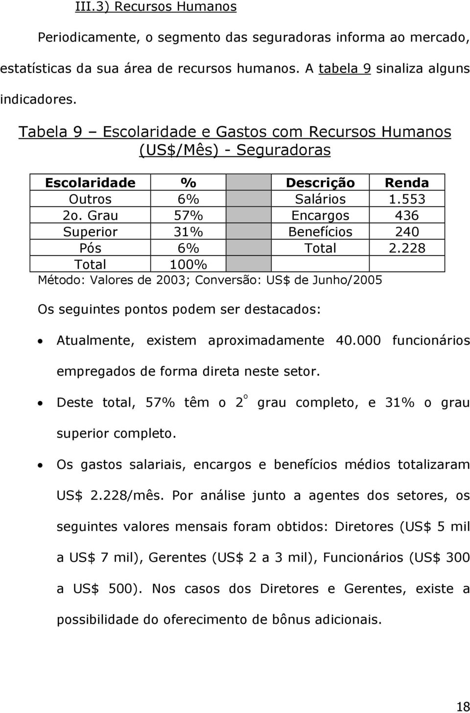 Grau 57% Encargos 436 Superior 31% Benefícios 240 Pós 6% Total 2.