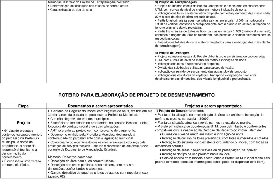 Indicação dos lotes e sistema viário proposto com estaqueamento das vias a cada 20m e cota do eixo da pista em cada estaca.