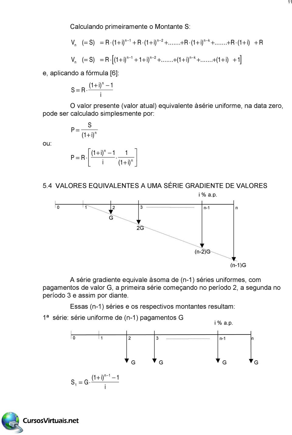 P = R ( + ) 5.4 VALORES EQUIVALENTES A UMA SÉRIE GRADIENTE DE VALORES % a.p.