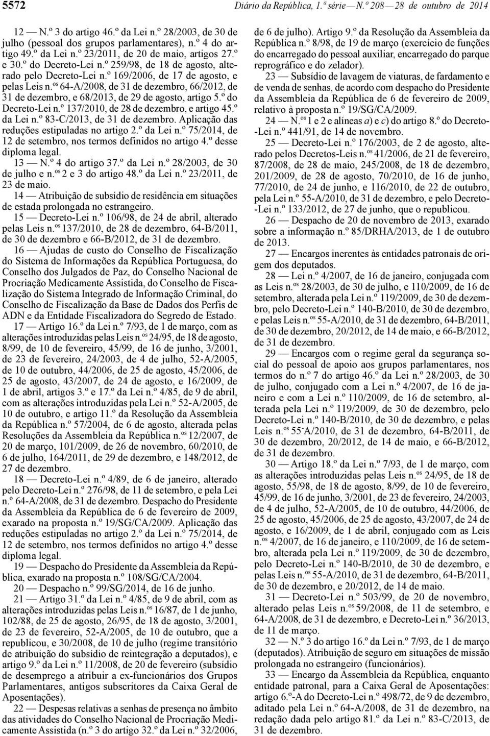 os 64 -A/2008, de 31 de dezembro, 66/2012, de 31 de dezembro, e 68/2013, de 29 de agosto, artigo 5.º do Decreto -Lei n.º 137/2010, de 28 de dezembro, e artigo 45.º da Lei n.