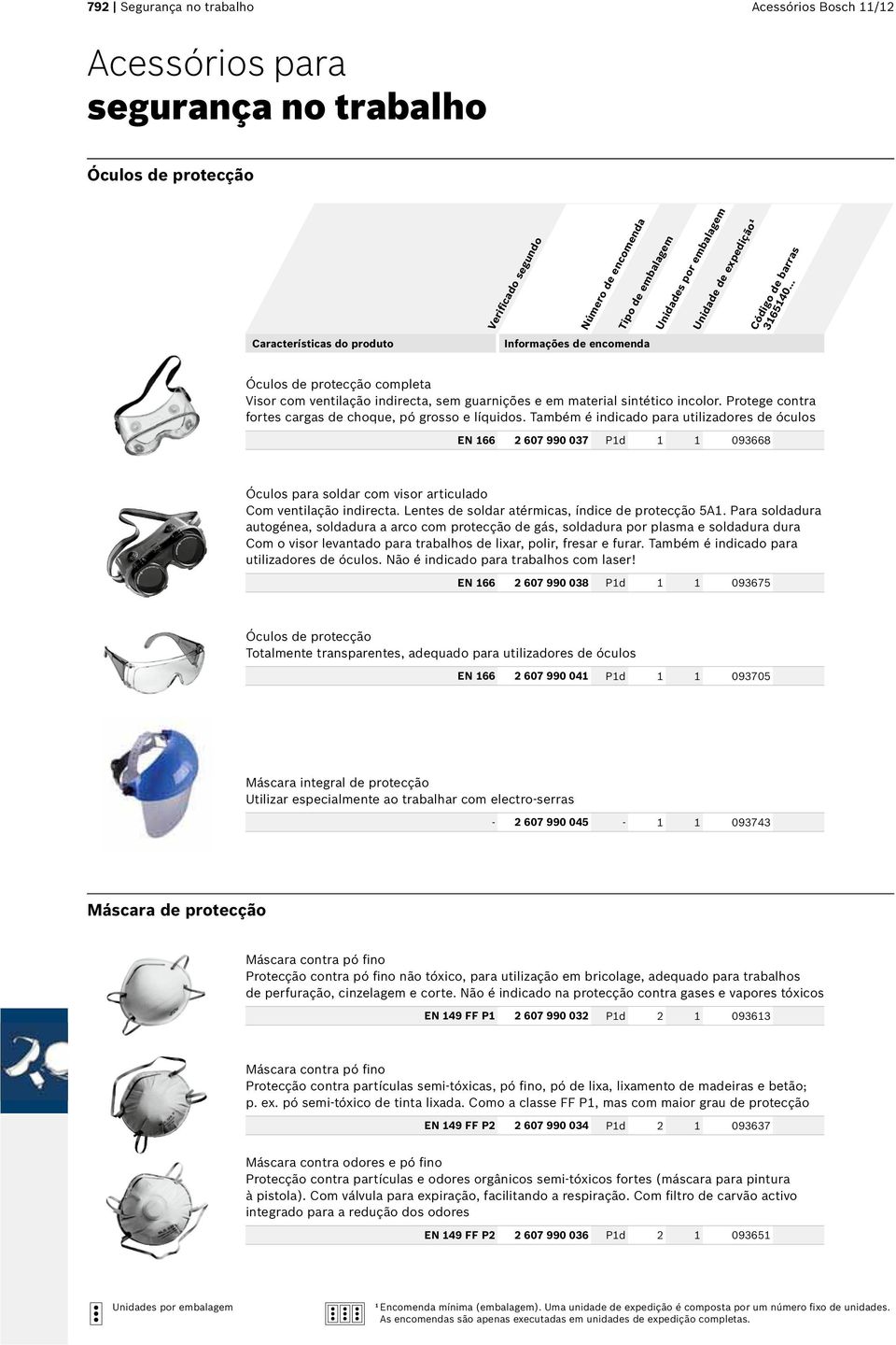 Também é indicado para utilizadores de óculos EN 166 2 607 990 037 P1d 1 1 093668 Óculos para soldar com visor articulado Com ventilação indirecta. Lentes de soldar atérmicas, índice de protecção 5A1.