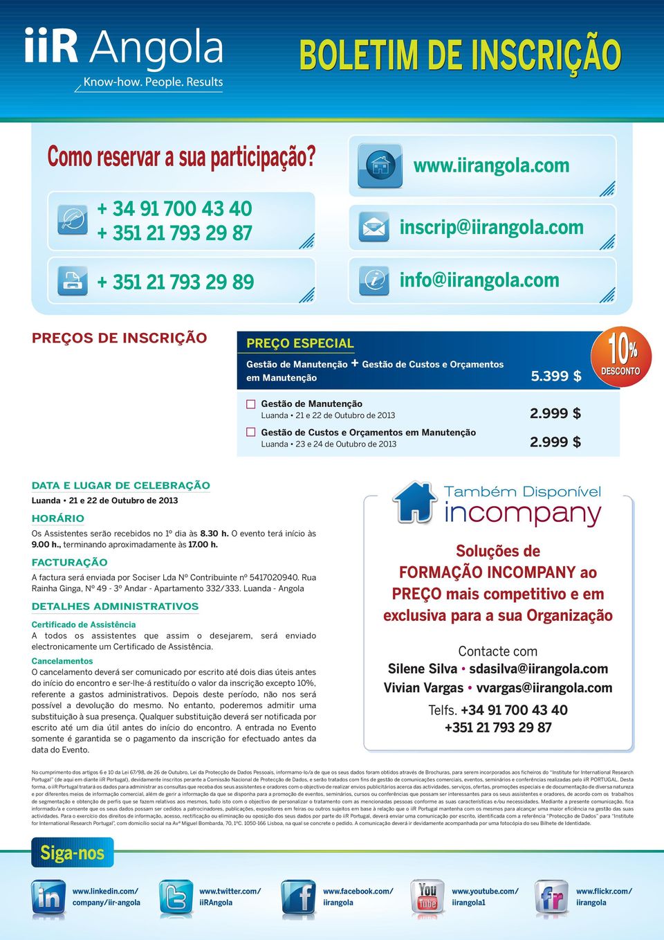 999 $ Gestão de Custos e Orçamentos em Manutenção Luanda 23 e 24 de Outubro de 2013 2.