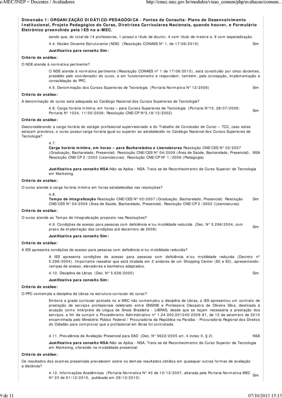 concepção, implementação e consolidação do PPC. 4.5.