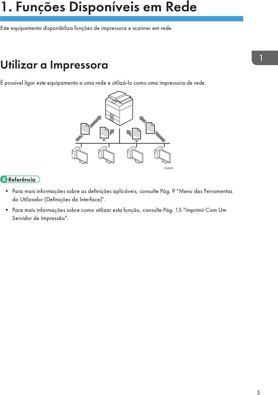 CUA301 Para mais informações sobre as definições aplicáveis, consulte Pág.