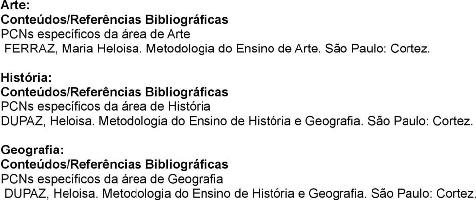 Metodologia do Ensino de História e Geografia. São Paulo: Cortez.