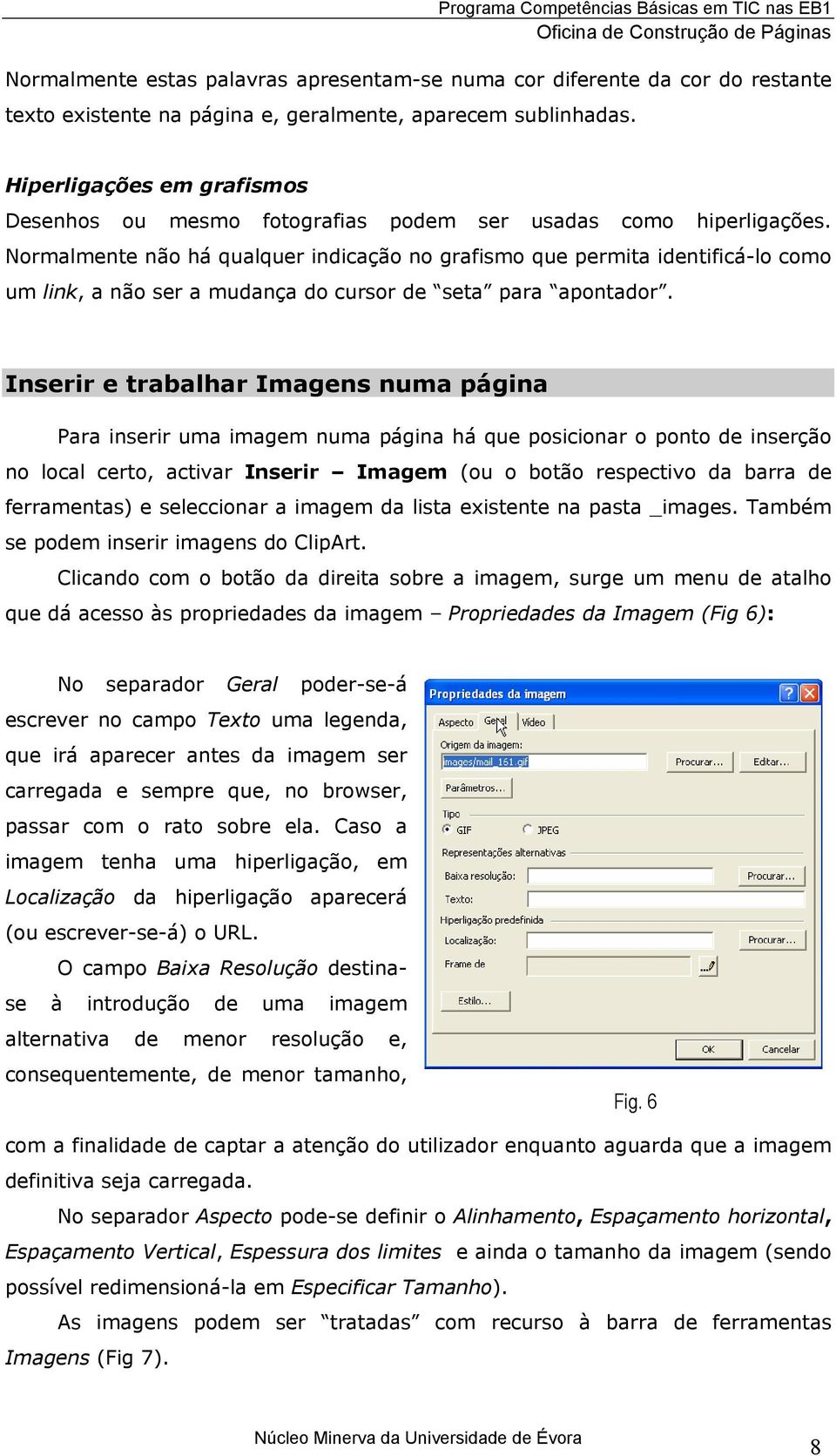 Normalmente não há qualquer indicação no grafismo que permita identificá-lo como um link, a não ser a mudança do cursor de seta para apontador.