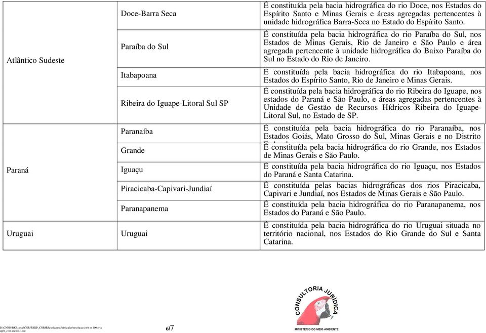 É constituída pela bacia hidrográfica do rio Paraíba do Sul, nos Estados de Minas Gerais, Rio de Janeiro e São Paulo e área agregada pertencente à unidade hidrográfica do Baixo Paraíba do Sul no