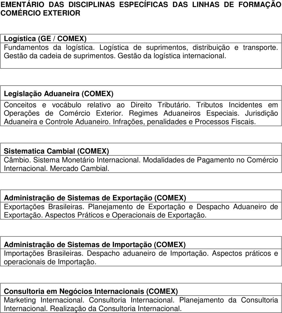 Tributos Incidentes em Operações de Comércio Exterior. Regimes Aduaneiros Especiais. Jurisdição Aduaneira e Controle Aduaneiro. Infrações, penalidades e Processos Fiscais.