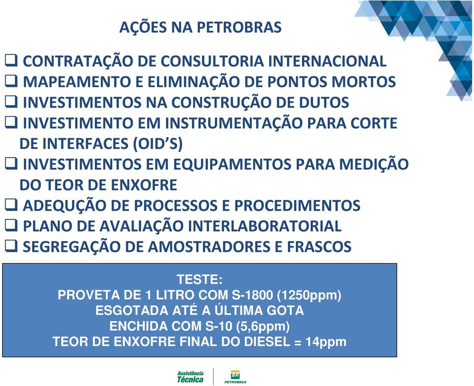 ENXOFRE ADEQUÇÃO DE PROCESSOS E PROCEDIMENTOS PLANO DE AVALIAÇÃO INTERLABORATORIAL SEGREGAÇÃO DE AMOSTRADORES E FRASCOS TESTE: