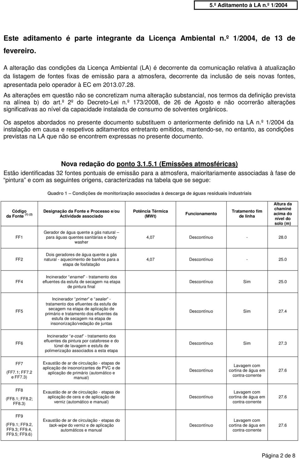 fontes, apresentada pelo operador à EC em 2013.07.28. As alterações em questão não se concretizam numa alteração substancial, nos termos da definição prevista na alínea b) do art.º 2º do DecretoLei n.