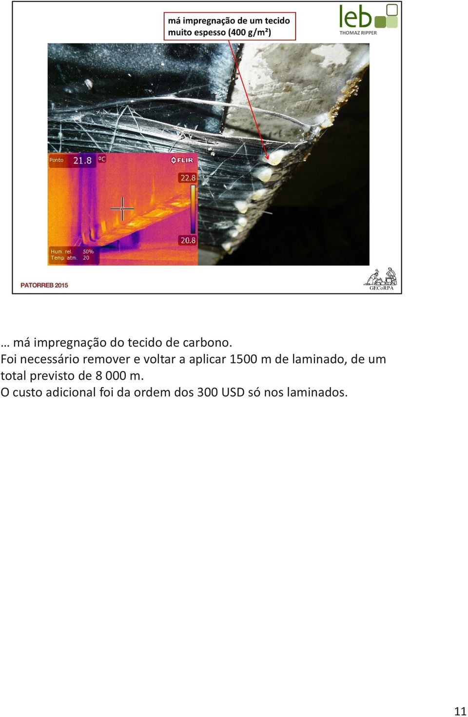 de laminado, de um total previsto de 8 000 m.