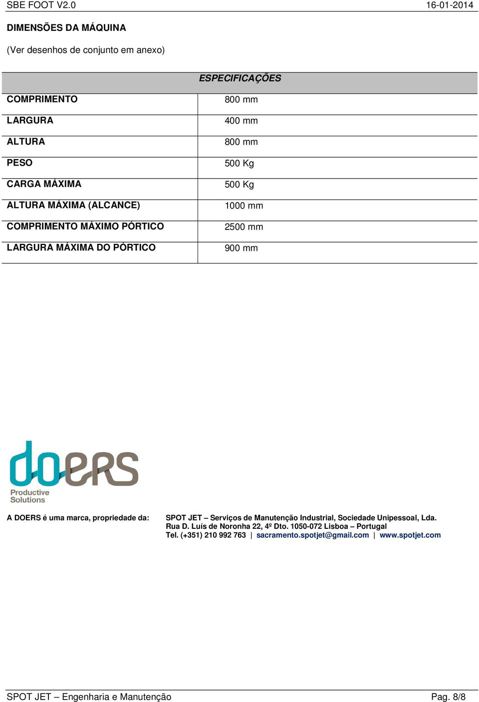 uma marca, propriedade da: SPOT JET Serviços de Manutenção Industrial, Sociedade Unipessoal, Lda. Rua D. Luís de Noronha 22, 4º Dto.