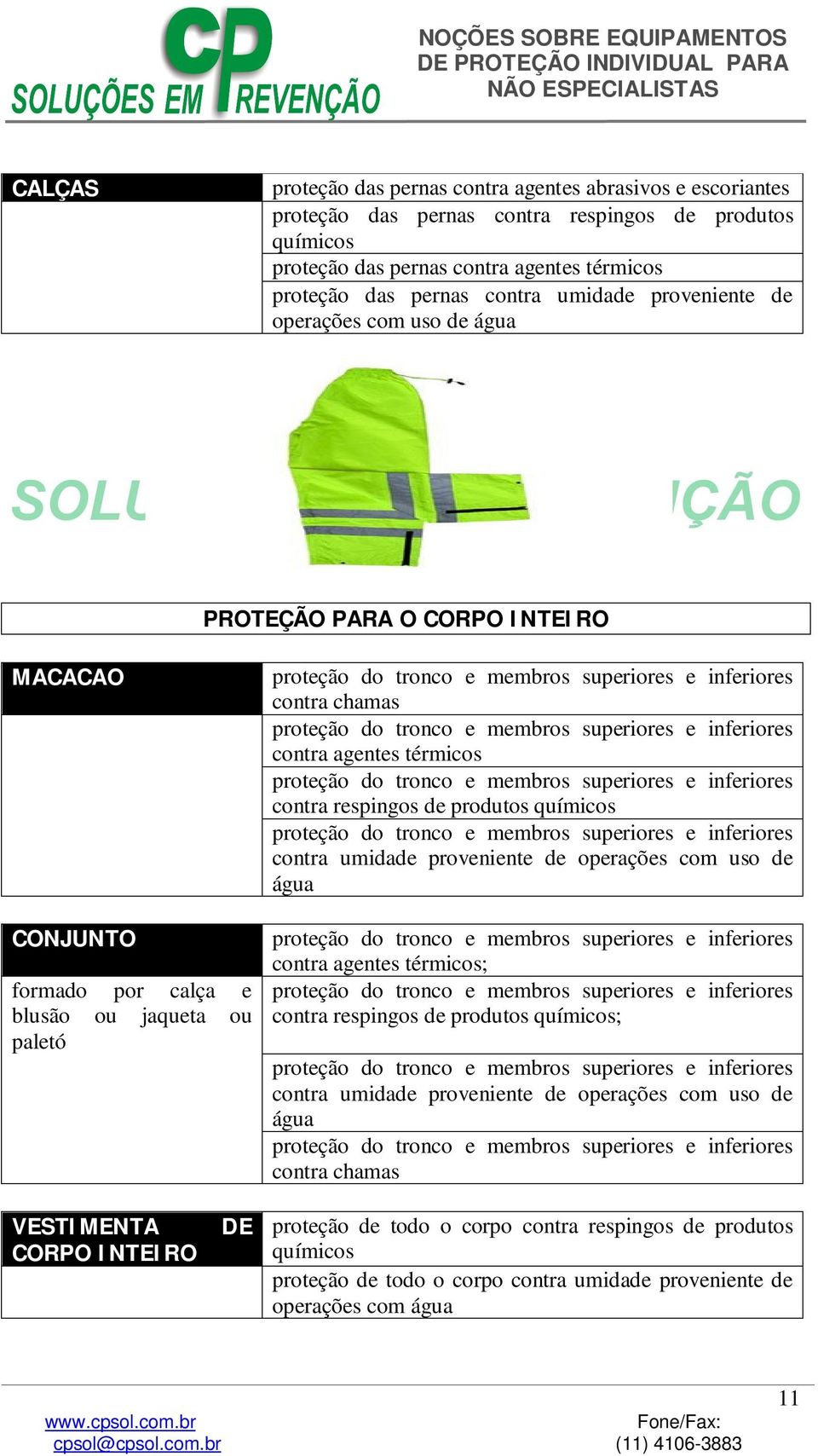 contra respingos de produtos químicos contra umidade proveniente de operações com uso de água contra agentes térmicos; contra respingos de produtos químicos; contra umidade proveniente de