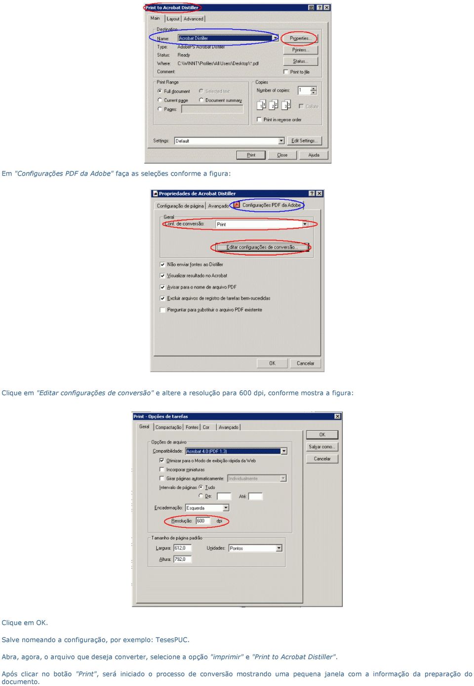 Abra, agora, o arquivo que deseja converter, selecione a opção "imprimir" e "Print to Acrobat Distiller".