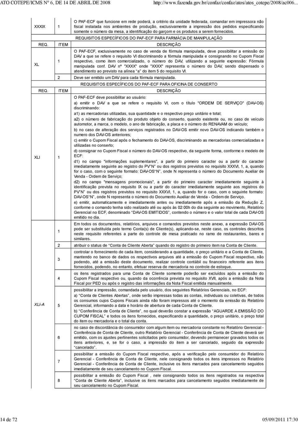 REQUISITOS ESPECÍFICOS DO PF-ECF PR FRMÁCI DE MNIPULÇÃO REQ.