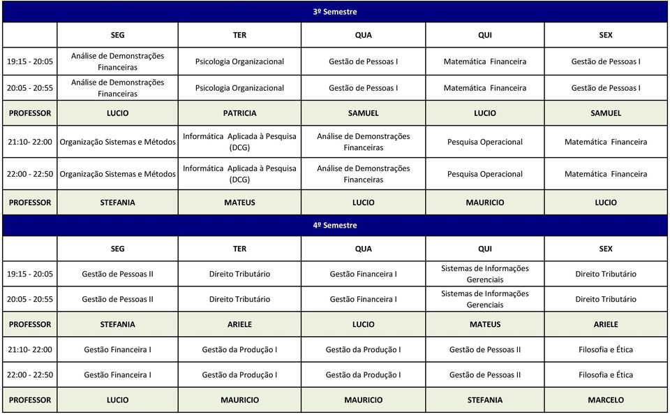 Pesquisa Análise de Demonstrações Financeiras Pesquisa Operacional Matemática Financeira 22:00-22:50 Organização Sistemas e Métodos Informática Aplicada à Pesquisa Análise de Demonstrações