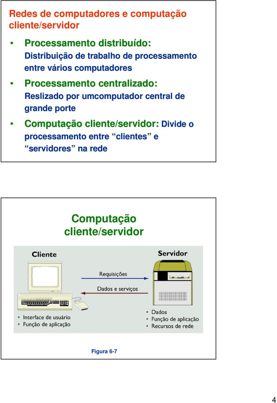 centralizado: Reslizado por umcomputador central de grande porte Computação