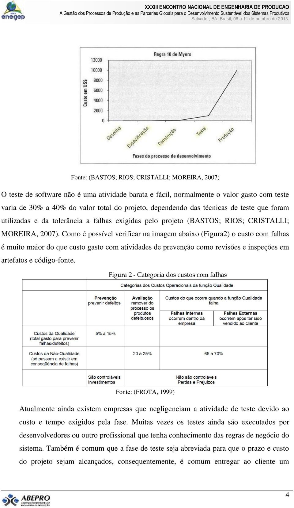 Como é possível verificar na imagem abaixo (Figura2) o custo com falhas é muito maior do que custo gasto com atividades de prevenção como revisões e inspeções em artefatos e código-fonte.