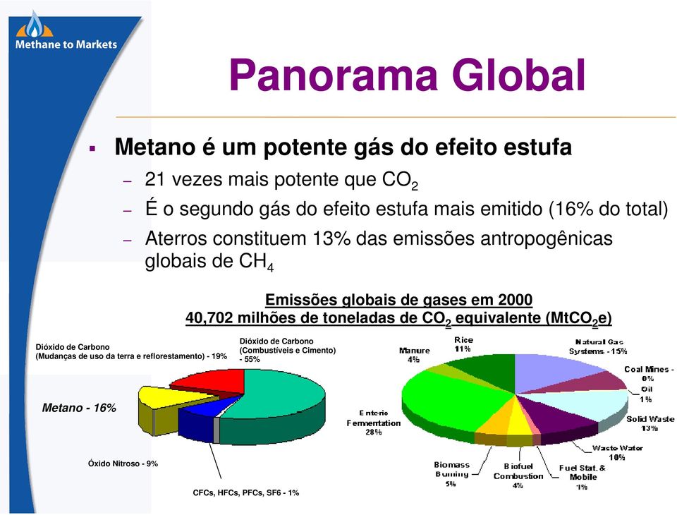 em 2000 40,702 milhões de toneladas de CO 2 equivalente (MtCO 2 e) Dióxido de Carbono (Mudanças de uso da terra e
