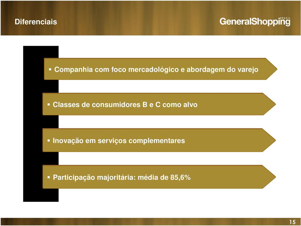 consumidores B e C como alvo Inovação em serviços complementares Inovação em serviços