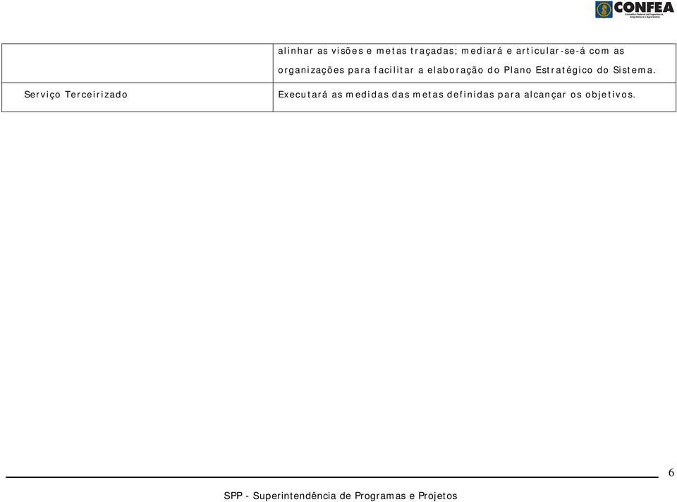 elaboração do Plano Estratégico do Sistema.