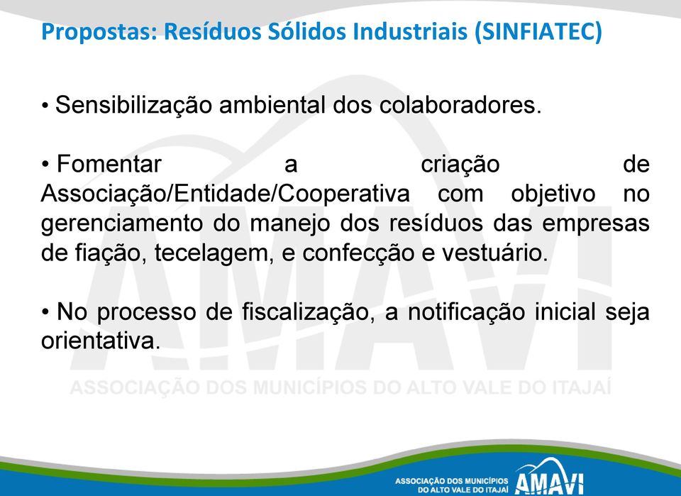 Fomentar a criação de Associação/Entidade/Cooperativa com objetivo no