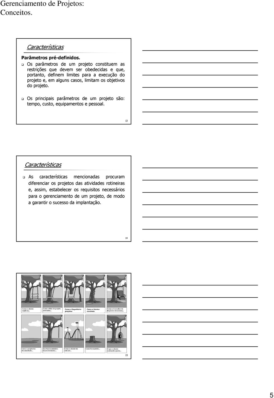 e, em alguns casos, limitam os objetivos do projeto. Os principais parâmetros de um projeto são: tempo, custo, equipamentos e pessoal.