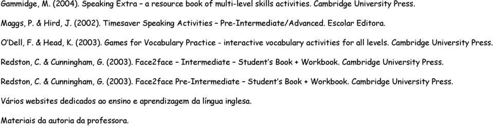 Games for Vocabulary Practice - interactive vocabulary activities for all levels. Cambridge University Press. Redston, C. & Cunningham, G. (2003).
