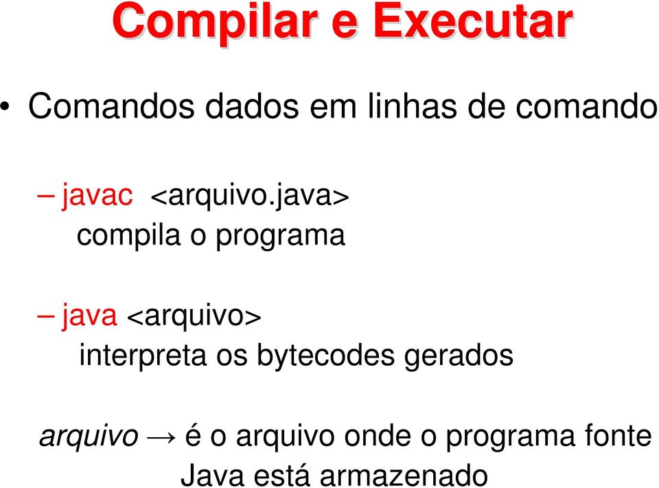 java> compila o programa java <arquivo> interpreta