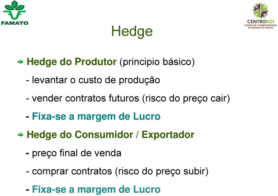 margem de Lucro Hedge do Consumidor / Exportador - preço final de